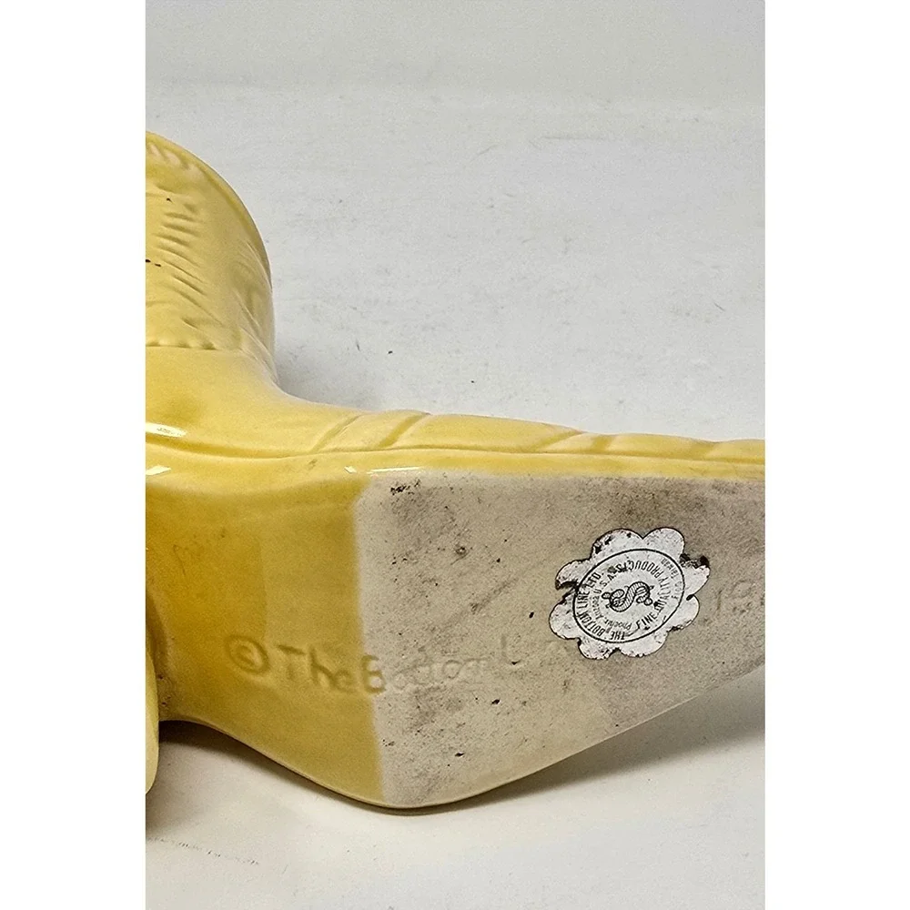 Vintage Bobby McGee's ceramic yellow mug vase cowboy western boot whimsical